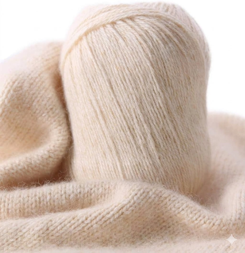 Cashmere yarn on a knit of cashmere